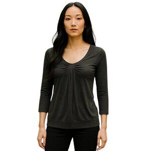 Ad Hoc Womens Medium Gray Marled Long Sleeve Tunic Shirt Blouse Casual Top M